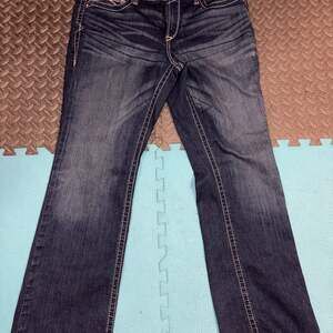 Ariat Real Mid Rise Marine Bootcut Jeans with White Stitching